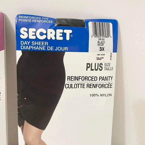 Secret Freedom Plus and Day Sheet Pantyhose Black Size 3X and 3+ - Picture 5 of 15